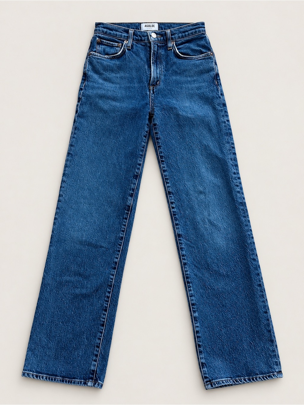 AGOLDE Harper Mid Rise Relaxed Straight Jeans Blue Size 23